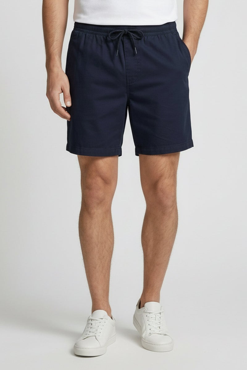 Threadbare Men Plain Basic Shorts, Navy Blue - Image 1