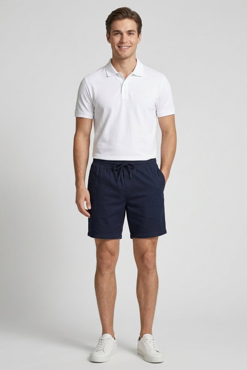 Threadbare Men Plain Basic Shorts, Navy Blue - Image 3