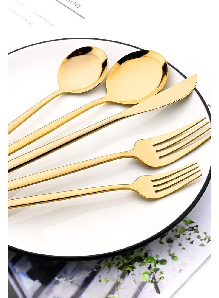 30 Piece Stainless Steel Cutlery Set Kitchen Utensils Set Surface Texture-Free Western Tableware Suitable For Home Kitchen Restaurant，gold - Image 4