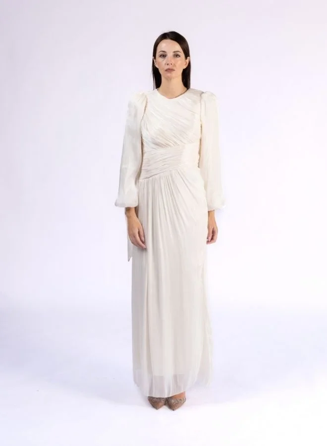 Fashonara Bow Sleeve Layered Full Length Modest Dress