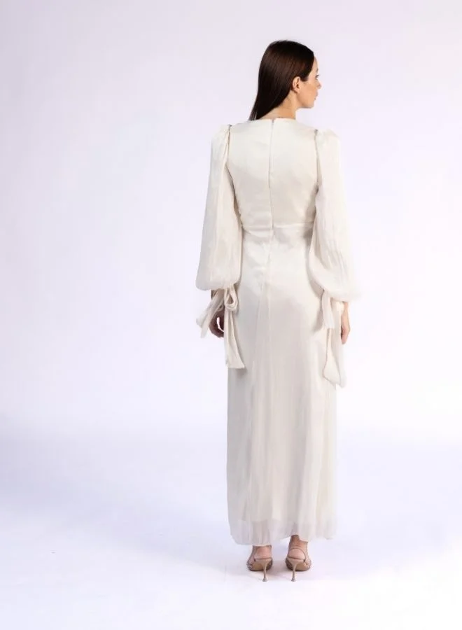 Fashonara Bow Sleeve Layered Full Length Modest Dress