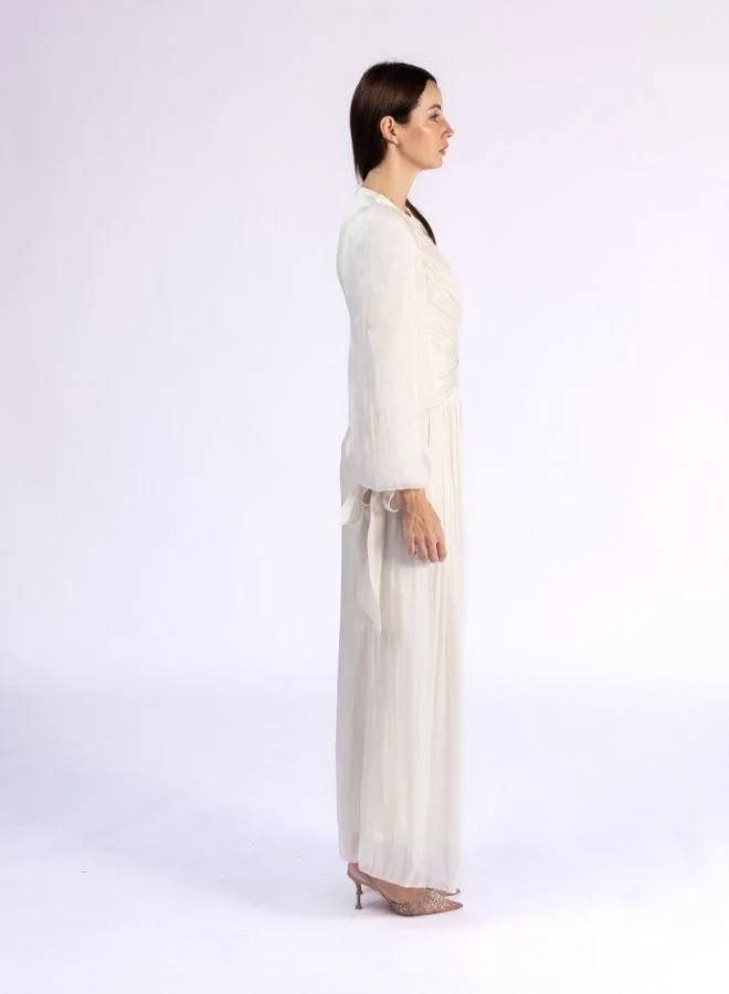 Fashonara Bow Sleeve Layered Full Length Modest Dress