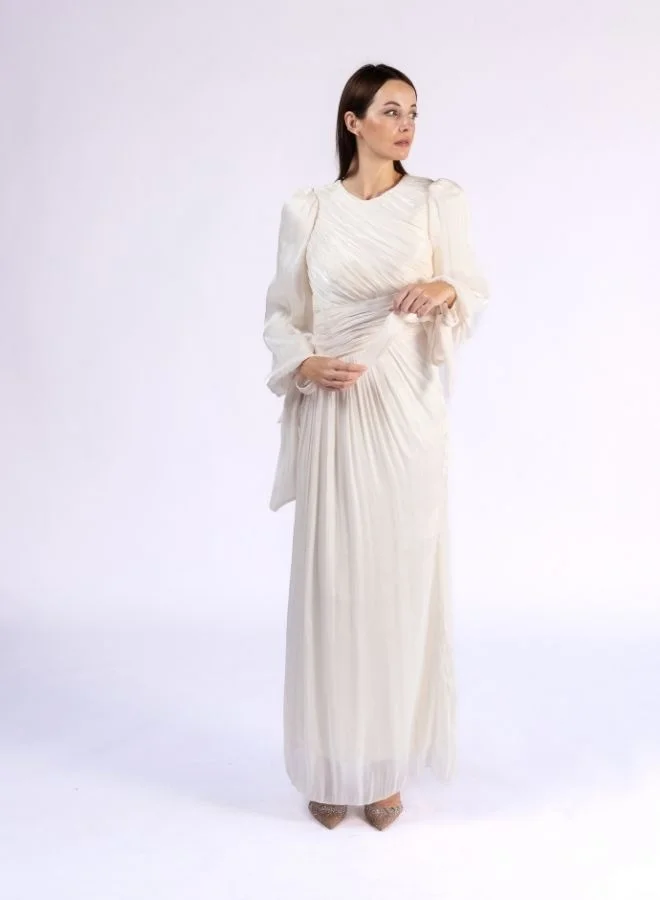 Fashonara Bow Sleeve Layered Full Length Modest Dress
