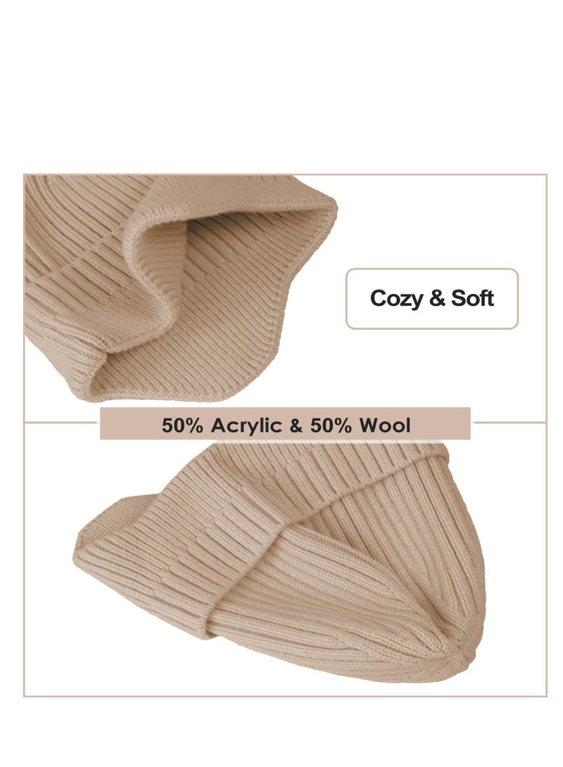 Excefore قبعة شتوية للرجال والنساء، قطعتان من قبعات الشتاء للرجال والنساء، مبطنة بصوف سميك دافئ، قبعة دافئة على شكل جمجمة للتزلج، لونين - Image 5