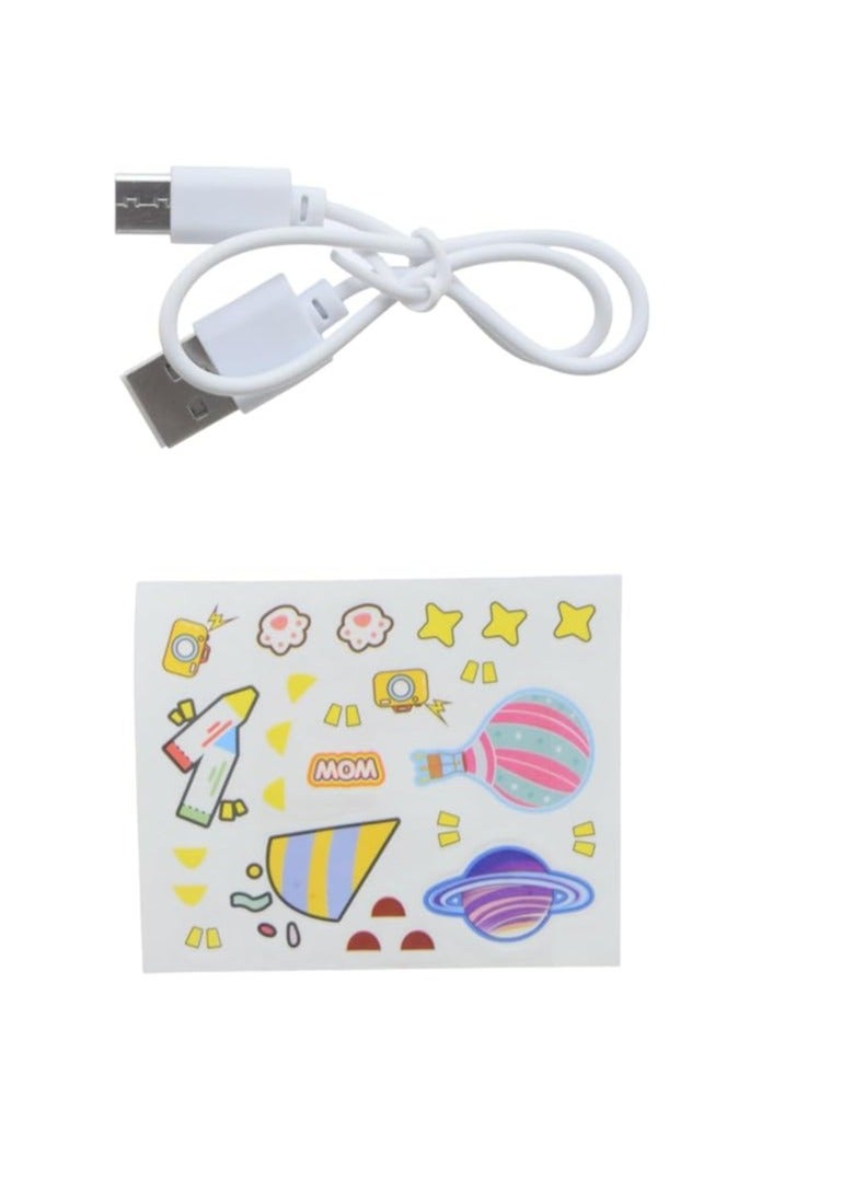 أباجوره ليد إضاءة 3 مستويات وحصالة للأطفال معها شاحن USB لون بينك * كريمي.  - Image 2