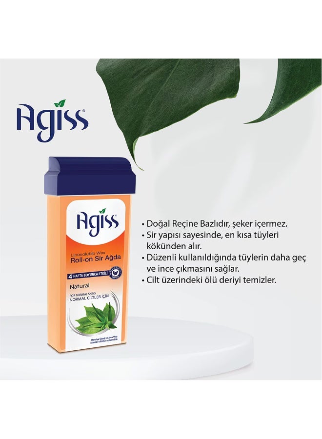 Agiss Liposoluble Roll-on Wax (6-Pack) - Natural Aloe Vera & Magnolia | 100ml x 6 Value Bundle | Professional Sir Ağda for Normal Skin | 4-Week Smoothness, Sugar-Free & Natural Resin | Bulk Supply - Image 2