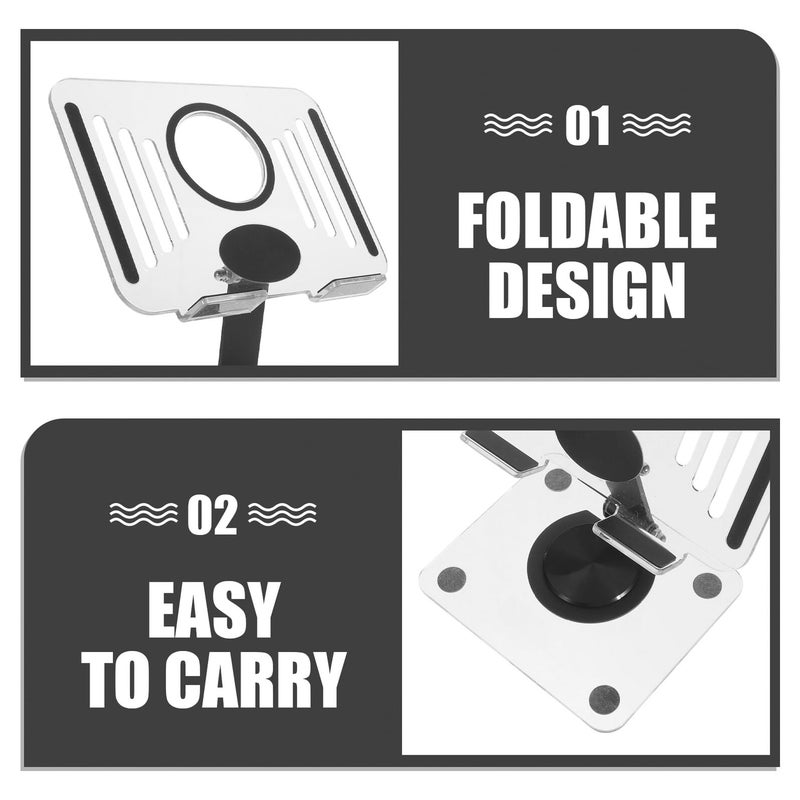Foldable Acrylic Tablet Stand With Aluminum Base 360 Rotatable For Desk Office Home Black - Image 4