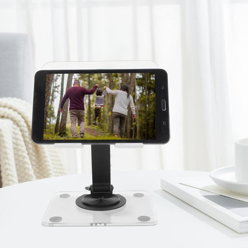 Foldable Acrylic Tablet Stand With Aluminum Base 360 Rotatable For Desk Office Home Black - Image 5