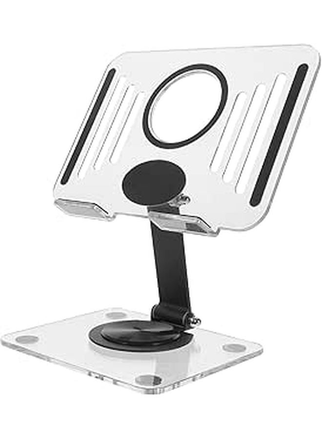 Foldable Acrylic Tablet Stand With Aluminum Base 360 Rotatable For Desk Office Home Black - Image 1