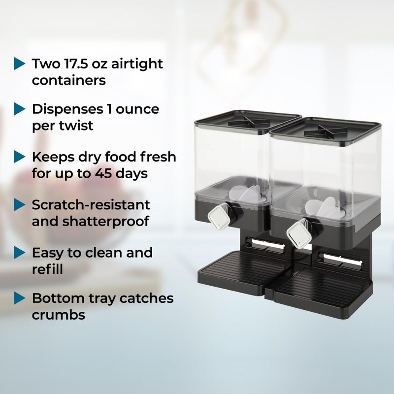 Honey Can Do Honey-Can-Do Zevro Compact Dry Food Dispenser, Dual Control, Black/Chrome  - Image 3