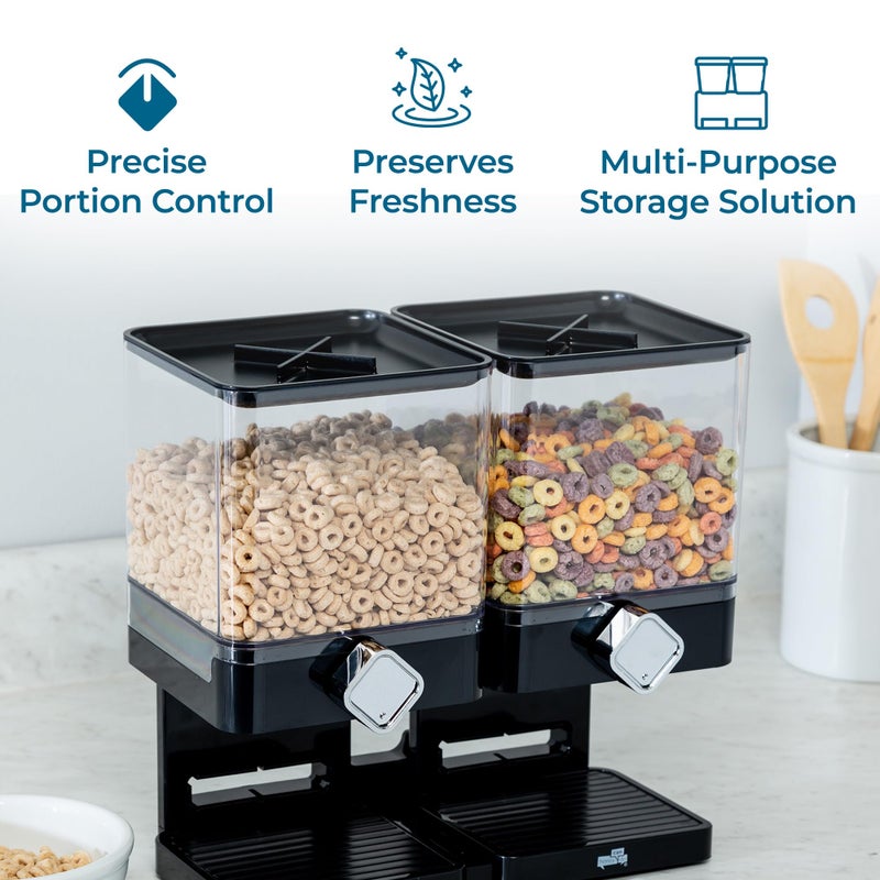 Honey Can Do Honey-Can-Do Zevro Compact Dry Food Dispenser, Dual Control, Black/Chrome  - Image 5