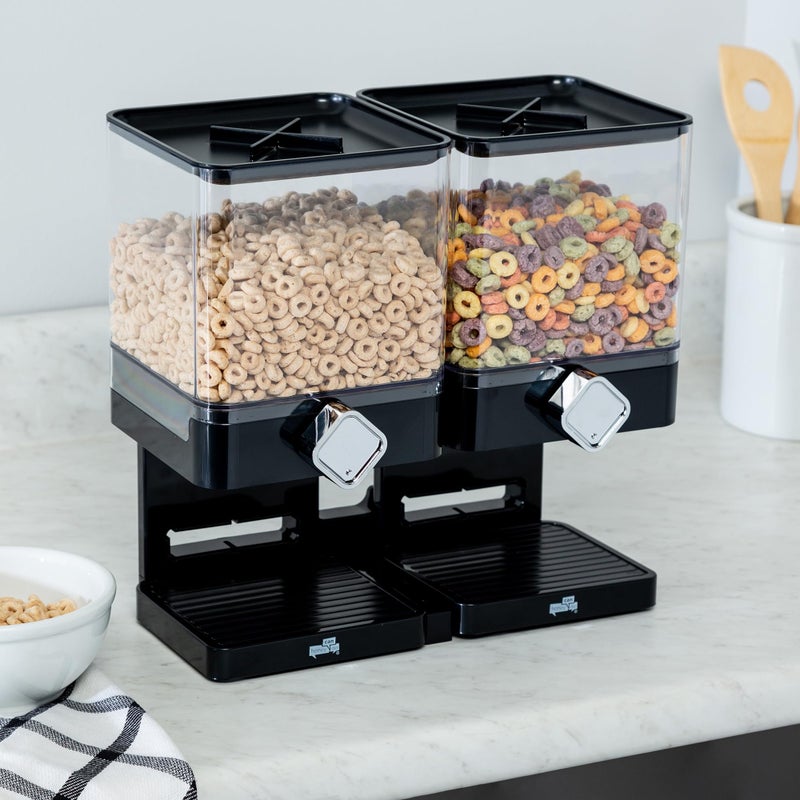 Honey Can Do Honey-Can-Do Zevro Compact Dry Food Dispenser, Dual Control, Black/Chrome  - Image 2