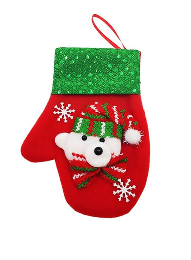 NIBEMINENT Bear Glove For Tree Decoration Red/Green/White 9 x 16cm