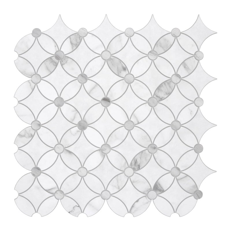 SUNWINGS 10Sheet Coin Peel and Stick Waterjet Backsplash Self Adhesive Tiles White Marble Wall Panels Stick on Backsplash for Kitchen Bathroom Fireplace