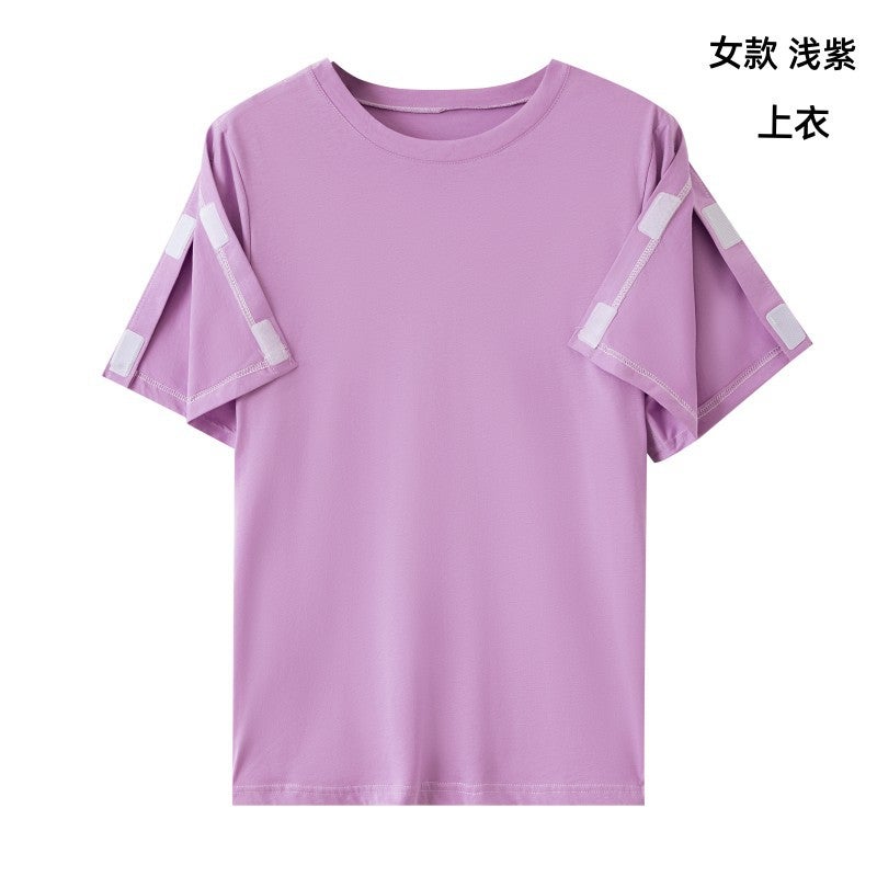 Summer Patient Care Clothing Easy To Put On And Take Off Hospital Gown Short Sleeve Cotton Middle-Aged And Elderly Medical Clothing Fracture Clothing - Image 1