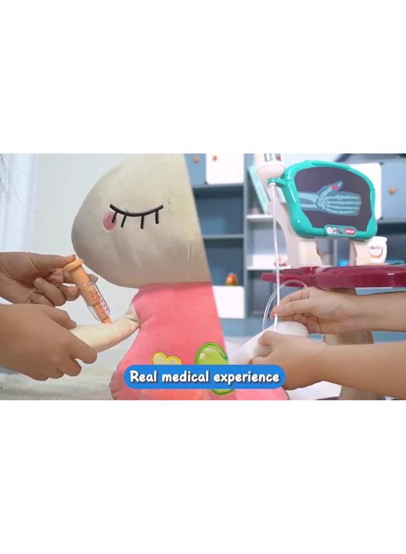 Doctor Pretend Play Medical Set Toy With Trolley Double-Decker, X-Ray Doctor Cart Toy for Toddler Kids - Image 4