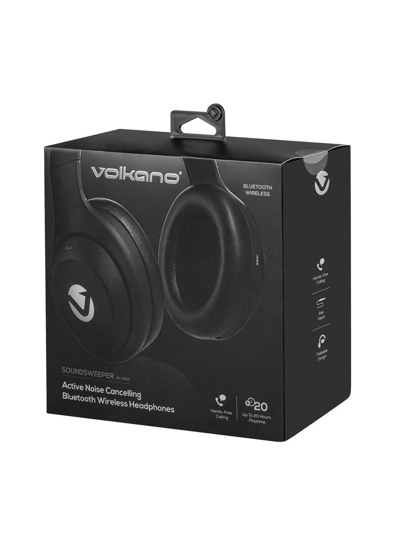 Volkano - Volkano Sound Sweeper Series Active Noise Cancelling ,40mm Driver Immersive Sound, Headset Wireless, Bluetooth 5.3 Multipoint, Foldable Design playing time 20H - Black - Image 1