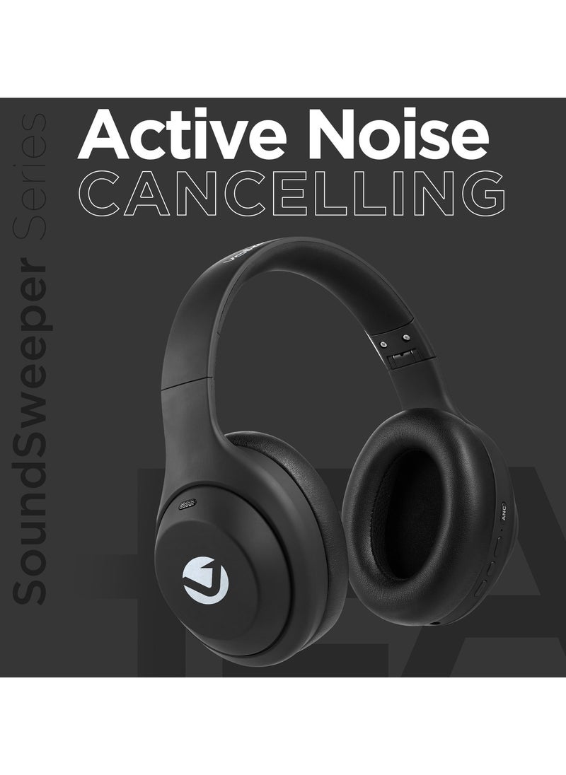 Volkano - Volkano Sound Sweeper Series Active Noise Cancelling ,40mm Driver Immersive Sound, Headset Wireless, Bluetooth 5.3 Multipoint, Foldable Design playing time 20H - Black - Image 1
