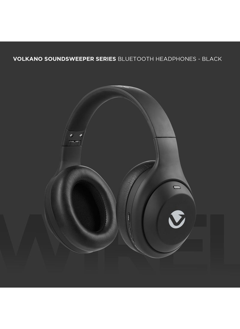 Volkano - Volkano Sound Sweeper Series Active Noise Cancelling ,40mm Driver Immersive Sound, Headset Wireless, Bluetooth 5.3 Multipoint, Foldable Design playing time 20H - Black - Image 1