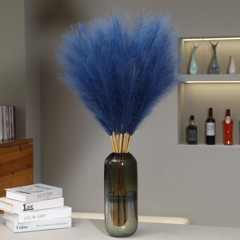 Wertuirk 9 Stems Blue Pampas Grass  38 Inch Tall Faux Pompous Grass Decor Long Artificial Pompas Floral Branches for Vase Filler Wedding Flower Arrangement and Home Decor Blue