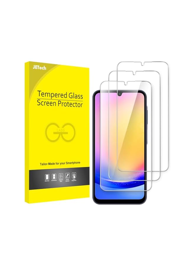 جي تيك واقي شاشة JETech لهاتف Galaxy A25 5G مقاس 6.5 بوصة، طبقة من الزجاج المقوى 9H، مضاد للخدش، شفاف عالي الدقة، 3 عبوات - Image 1