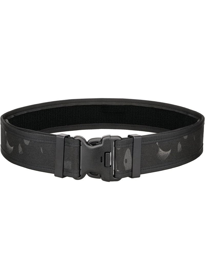 SOLARAE حزام تكتيكي للرجال من النايلون، أحزمة عمل للرجال، قابلة للتعديل، حزام عسكري للمشي للرجال مع مشبك إطلاق سريع ثقيل، مناسب للعمل والسفر (تمويه، أسود بني) - Image 1