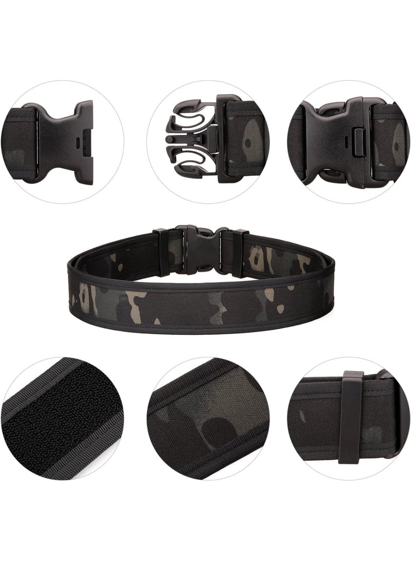 SOLARAE حزام تكتيكي للرجال من النايلون، أحزمة عمل للرجال، قابلة للتعديل، حزام عسكري للمشي للرجال مع مشبك إطلاق سريع ثقيل، مناسب للعمل والسفر (تمويه، أسود بني) - Image 3