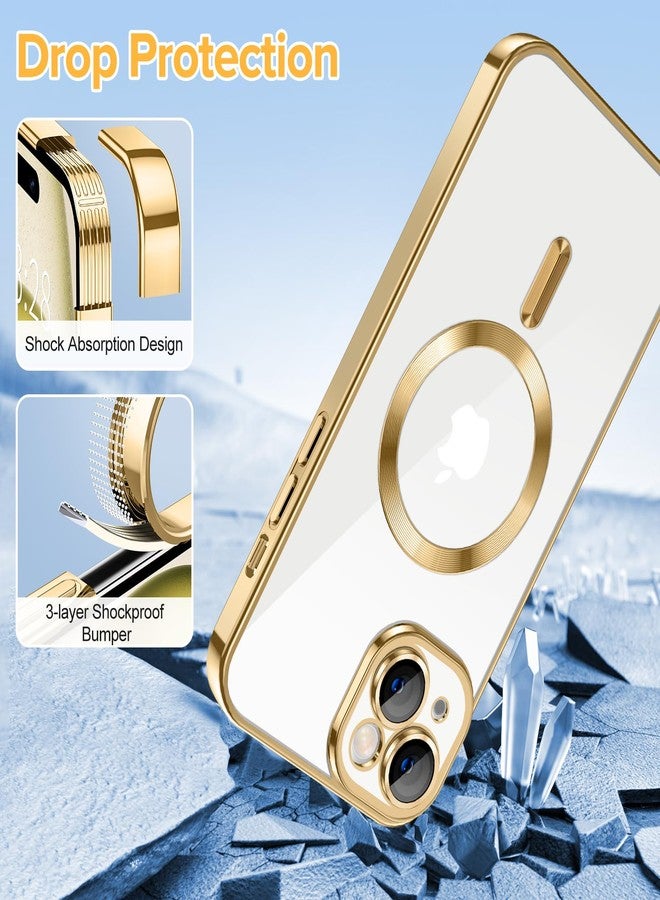 Hython Magnetic Clear for iPhone 15 Case with Camera Lens Protector [Compatible with MagSafe] Luxury Plating Edge Slim Soft TPU Cover Protective Phone Case for iPhone 15 6.1", Gold - Image 5