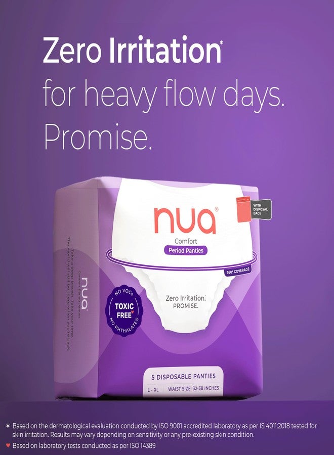 Nua Comfort Period Panties (L-XL) | Pack of 5 | Disposable | 360° Coverage | Zero Irritation | 4X Comfort | for Heavy Flow | No rashes | Leakproof | Seamless | 100% Toxic-Free White - Image 2