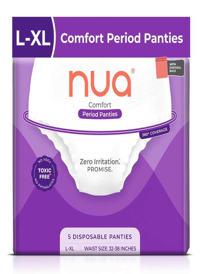 Nua Comfort Period Panties (L-XL) | Pack of 5 | Disposable | 360° Coverage | Zero Irritation | 4X Comfort | for Heavy Flow | No rashes | Leakproof | Seamless | 100% Toxic-Free White - Image 1