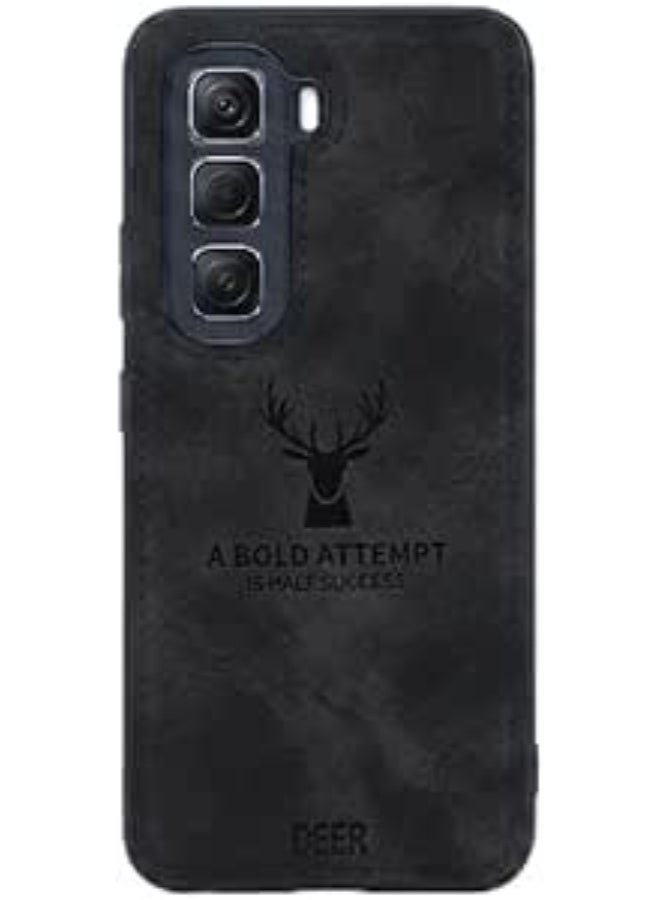 جراب حماية فاخر بتصميم مطبوع رقميًا لهاتف Infinix Hot 60 Pro Plus مصنوع من البولي يوريثان المطبوع، مقاوم للأوساخ والصدمات وبصمات الأصابع (أسود)