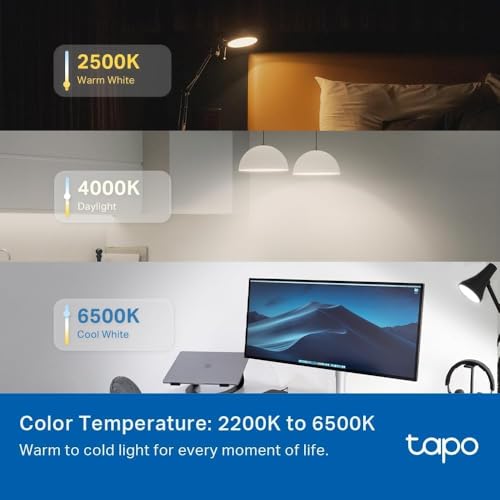 tapo مصابيح إضاءة ذكية Tapo TP-Link، 1100 لومن سطوع عالي (75 واط مكافئ)، معتمد من Matter، مصباح إضاءة WiFi بألوان 16 مليون، قابل للتعتيم، يعمل مع Siri وAlexa وGoogle Home، A19 E26، L535E (عبوة 4)  - Image 5