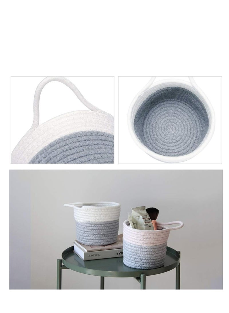 Cotton Rope Basket with hanger - White&Gray  - Image 3