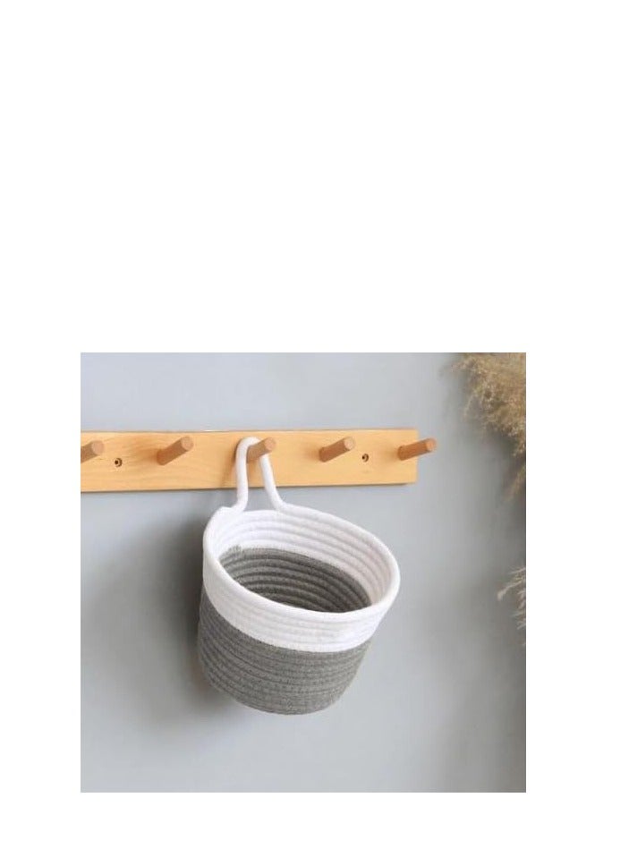 Cotton Rope Basket with hanger - White&Gray  - Image 4