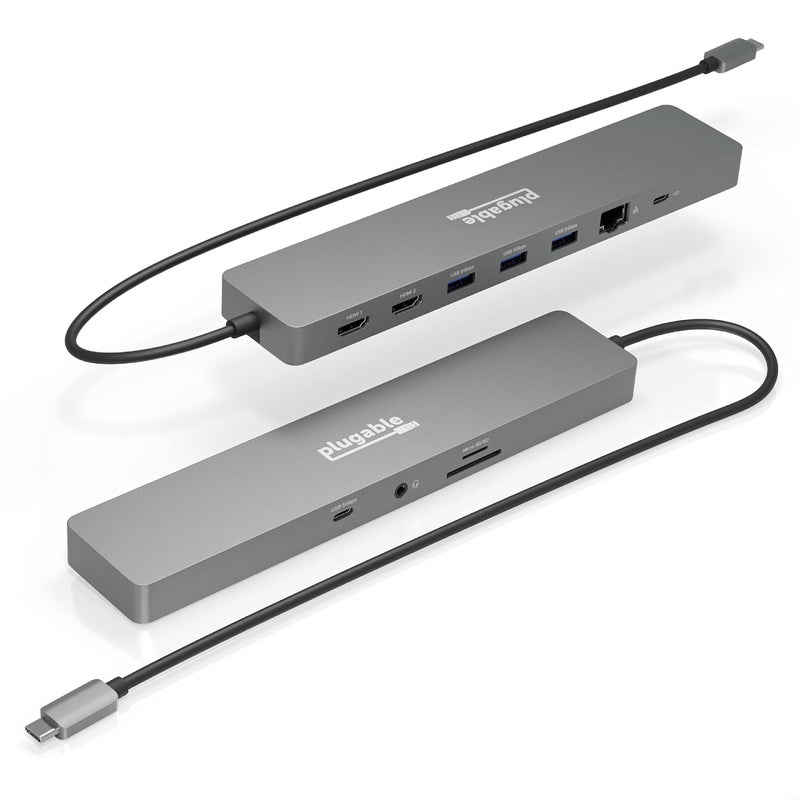 Plugable 11in1 USBC Hub 100W USBC PassThrough Laptop Docking Station Dual Monitor 4K 60Hz HDMI Compatible with Thunderbolt Windows Chromebooks Displays Mirrored on Mac - Image 2