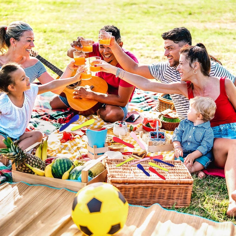 Perthlin 10 Pieces Plastic Butter Spreader Multi Purpose Butter Knife Spreader Versatile Knife Frosting Knives for Soft Cheese Cream Icing, 7 x 1.4 Inch(Red, Green, Blue, Pink) - Image 4