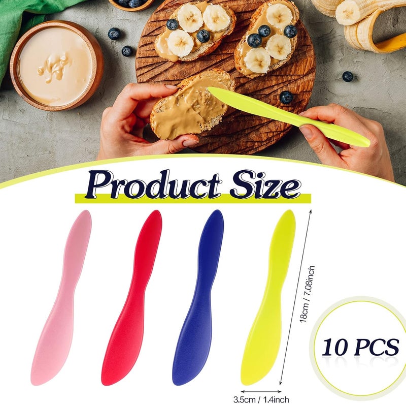 Perthlin 10 Pieces Plastic Butter Spreader Multi Purpose Butter Knife Spreader Versatile Knife Frosting Knives for Soft Cheese Cream Icing, 7 x 1.4 Inch(Red, Green, Blue, Pink) - Image 2