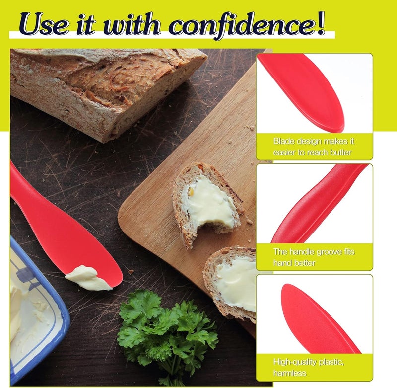 Perthlin 10 Pieces Plastic Butter Spreader Multi Purpose Butter Knife Spreader Versatile Knife Frosting Knives for Soft Cheese Cream Icing, 7 x 1.4 Inch(Red, Green, Blue, Pink) - Image 3