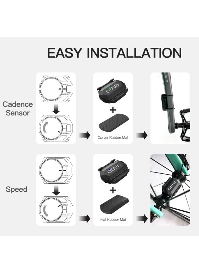 CYCPLUS - CYCPLUS C3 Cycling Speed & Cadence Sensor – Dual Mode Bluetooth & ANT+ Bike Sensor, Real-Time Data for Zwift/Wahoo/Garmin, Compact Design, Long Battery Life, Easy Installation – Black - Image 1