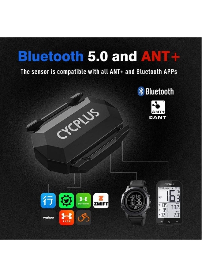 CYCPLUS - CYCPLUS C3 Cycling Speed & Cadence Sensor – Dual Mode Bluetooth & ANT+ Bike Sensor, Real-Time Data for Zwift/Wahoo/Garmin, Compact Design, Long Battery Life, Easy Installation – Black - Image 1
