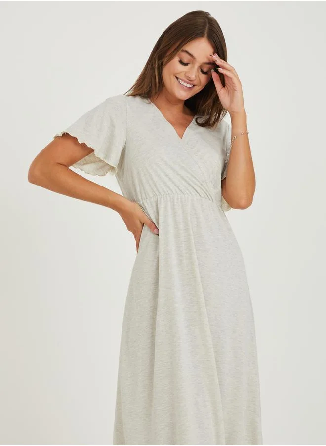 Styli Solid Wrap Front Nightdress