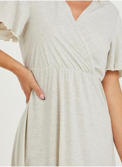 Styli Solid Wrap Front Nightdress  - Image 3