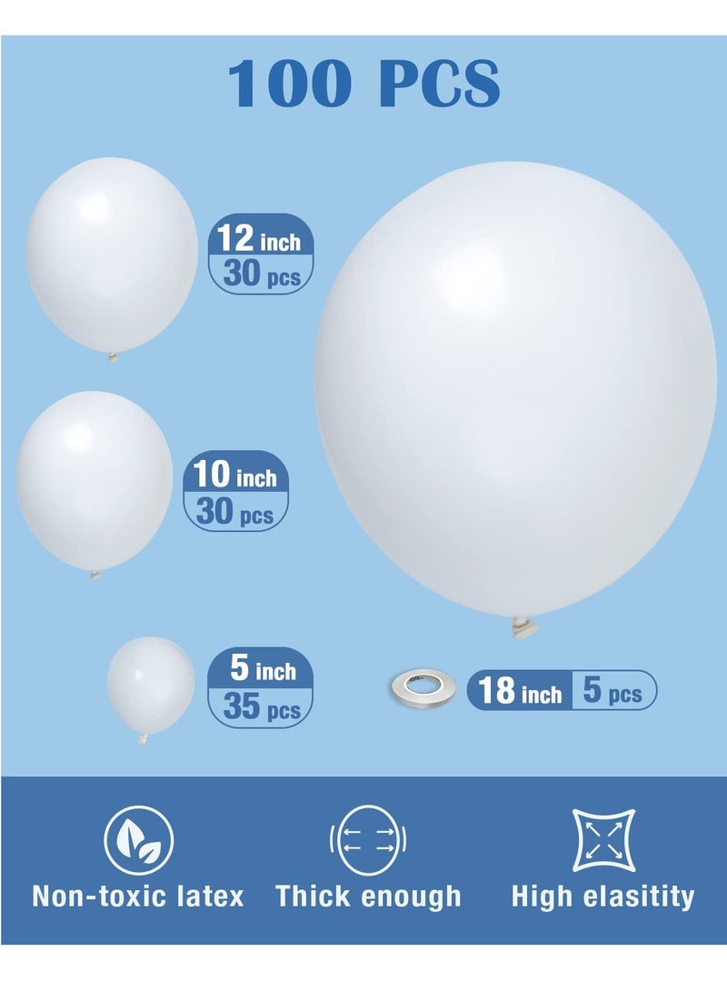 Luckam White Party Latex 100 Pcs Ballons Birthday Graduation Gender Reveal for Baby Shower Wedding Decorations - Image 2