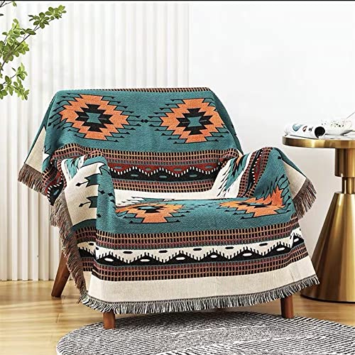 Homesy Boho Throw Blankets Southwestern Bed Throws Cover Reversible Green Aztec Southwest Blanket for Couch Chair Sofa Home Outdoor Beach Car Tent Travel Camping 51"x63" - Image 2