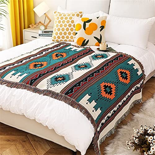 Homesy Boho Throw Blankets Southwestern Bed Throws Cover Reversible Green Aztec Southwest Blanket for Couch Chair Sofa Home Outdoor Beach Car Tent Travel Camping 51"x63" - Image 3
