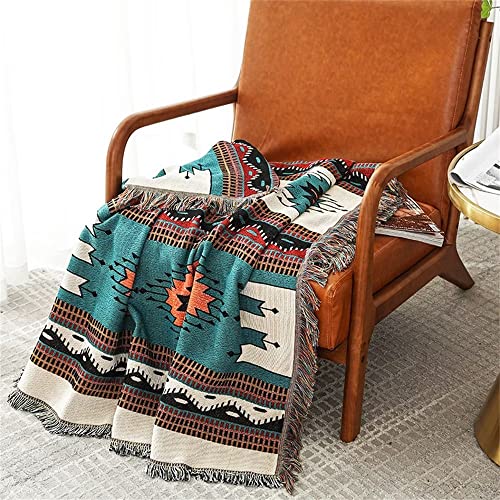 Homesy Boho Throw Blankets Southwestern Bed Throws Cover Reversible Green Aztec Southwest Blanket for Couch Chair Sofa Home Outdoor Beach Car Tent Travel Camping 51"x63" - Image 4