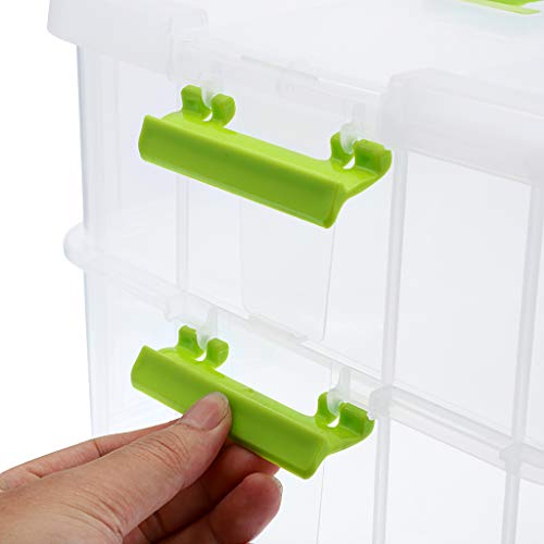 BTSKY 2 Layer Stack & Carry Box, Plastic Multipurpose Portable Storage Container Box Handled Organizer Storage Box for Organizing Stationery, Sewing, Art Craft, Jewelry and Beauty Supplies Green - Image 4