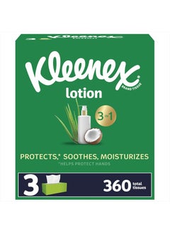 Kleenex Lotion Facial Tissues with Coconut Oil, 3 Flat Boxes, 120 Tissues Per Box, 3-Ply  - Image 1