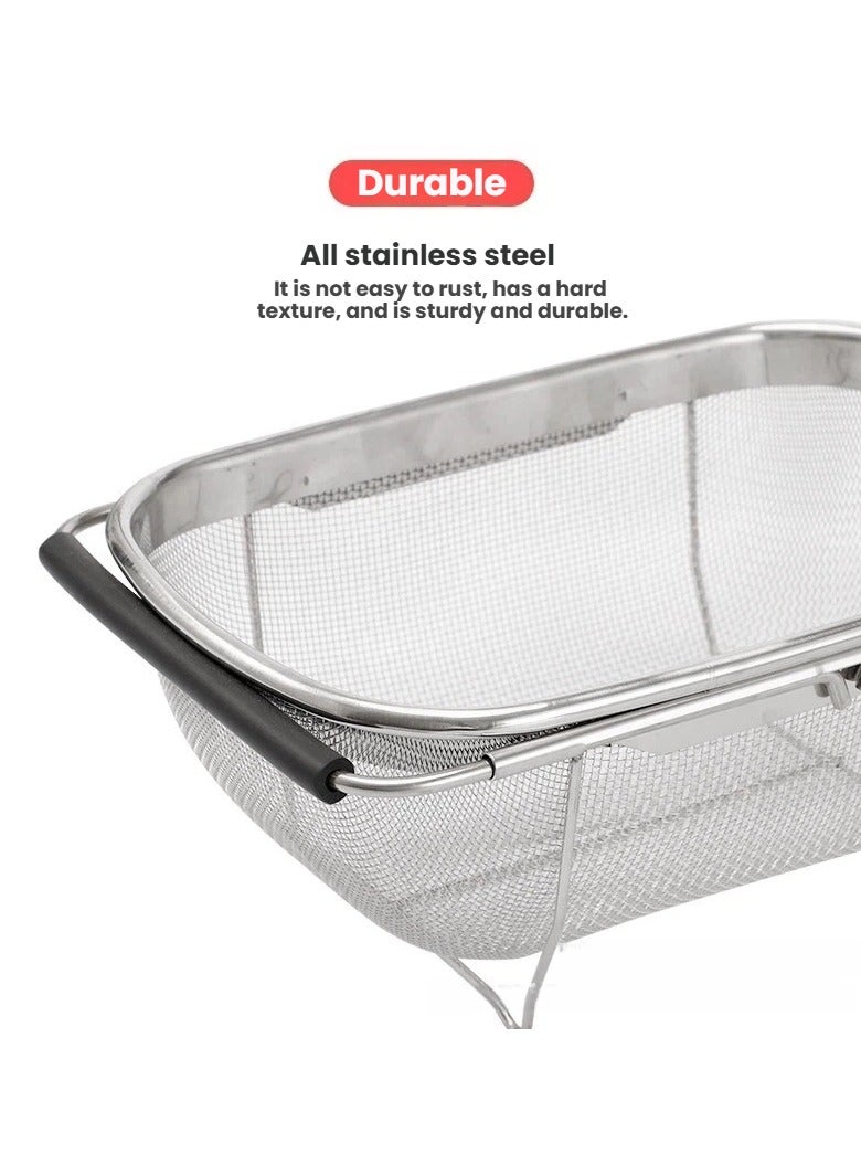 عام **مصفاة معدنية قابلة للتمدد - سلة تصريف متعددة الاستخدامات لغسل الفواكه والخضروات، قابلة للطي** - Image 2