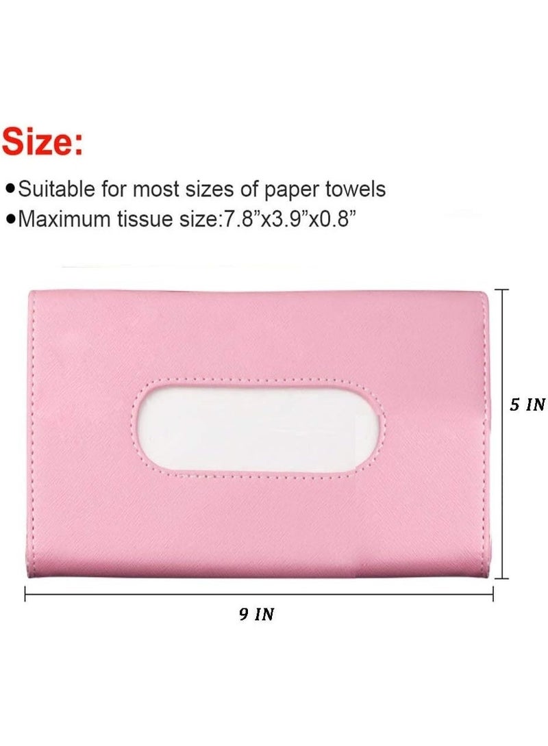 Meetion 2 Pack Car Visor Tissue Holder, Leather Napkin Cover, Paper Tissue Dispenser for Visor & Backseat, Vehicle（Pink） - Image 5